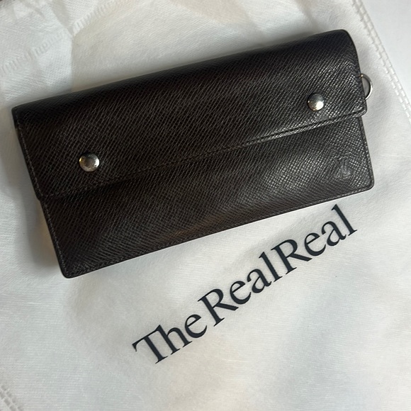 Like New Authentic Louis Vuitton Wallet Brown Saffiano Leather Italian - Picture 4 of 16